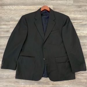 DAVID TAYLOR Mens Solid Black Sport Coat Jacket Blazer 2 button front Size 44S